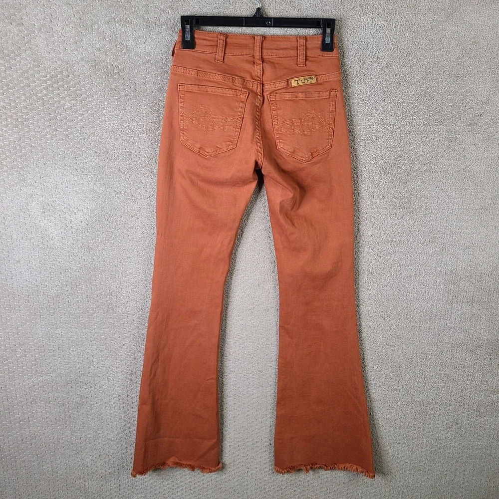 Cowgirl Tuff Jeans Womens 25 Orange Hippie Hippie Shake Flare Button Fly Raw Hem